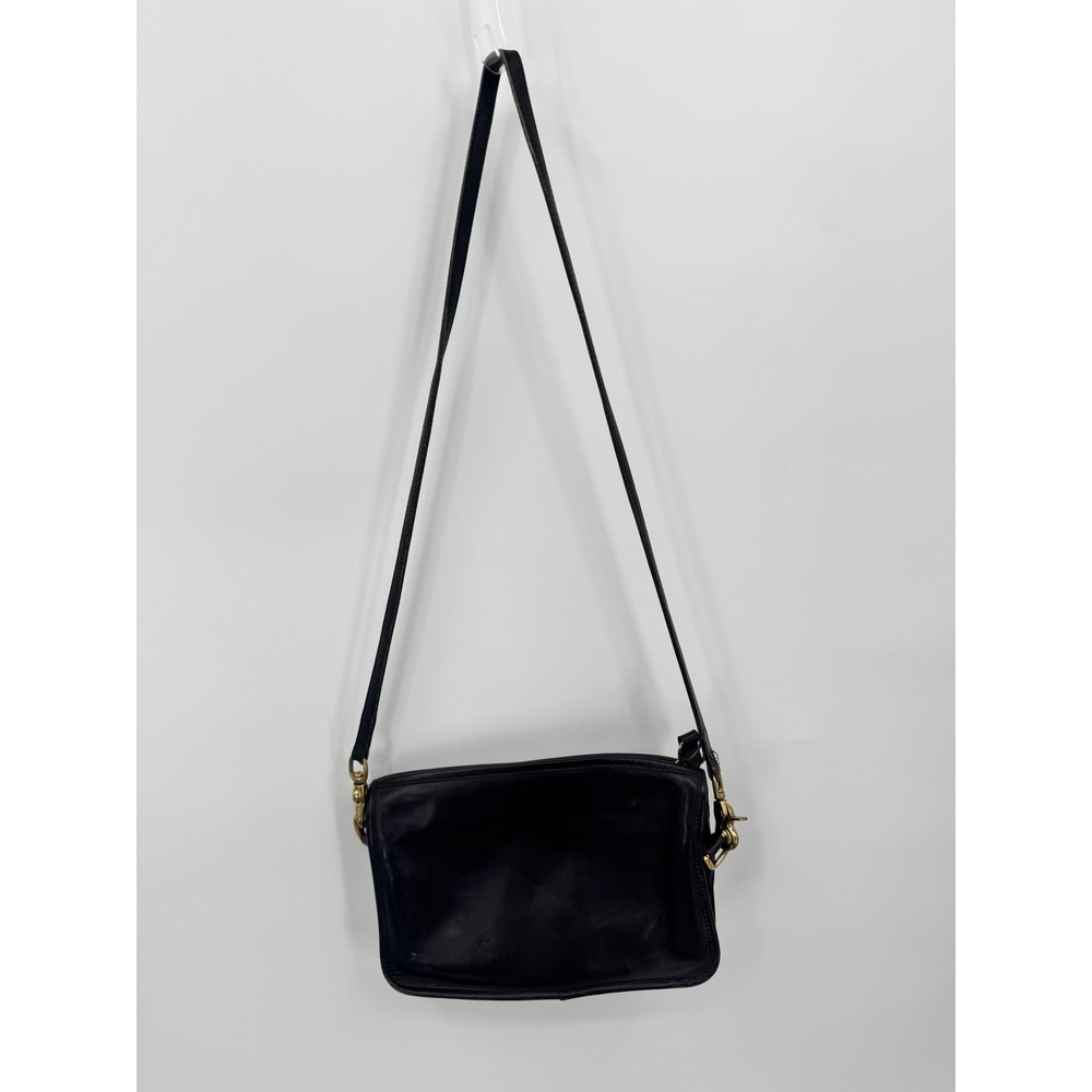 Coach Crossbody Bag Women OS Black Vintage Leather Brass Hardware Slim Handbag - Picture 8 of 16